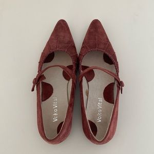Voko Vital Suede Leather Red Mary Jane Flats